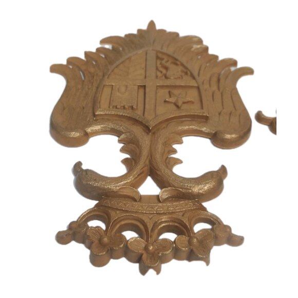 2 Vtg Syroco Decor Knight Coat of Arms Eagle Wall Plaque 7248 & 7249 14.5x9.5" - Picture 6 of 16